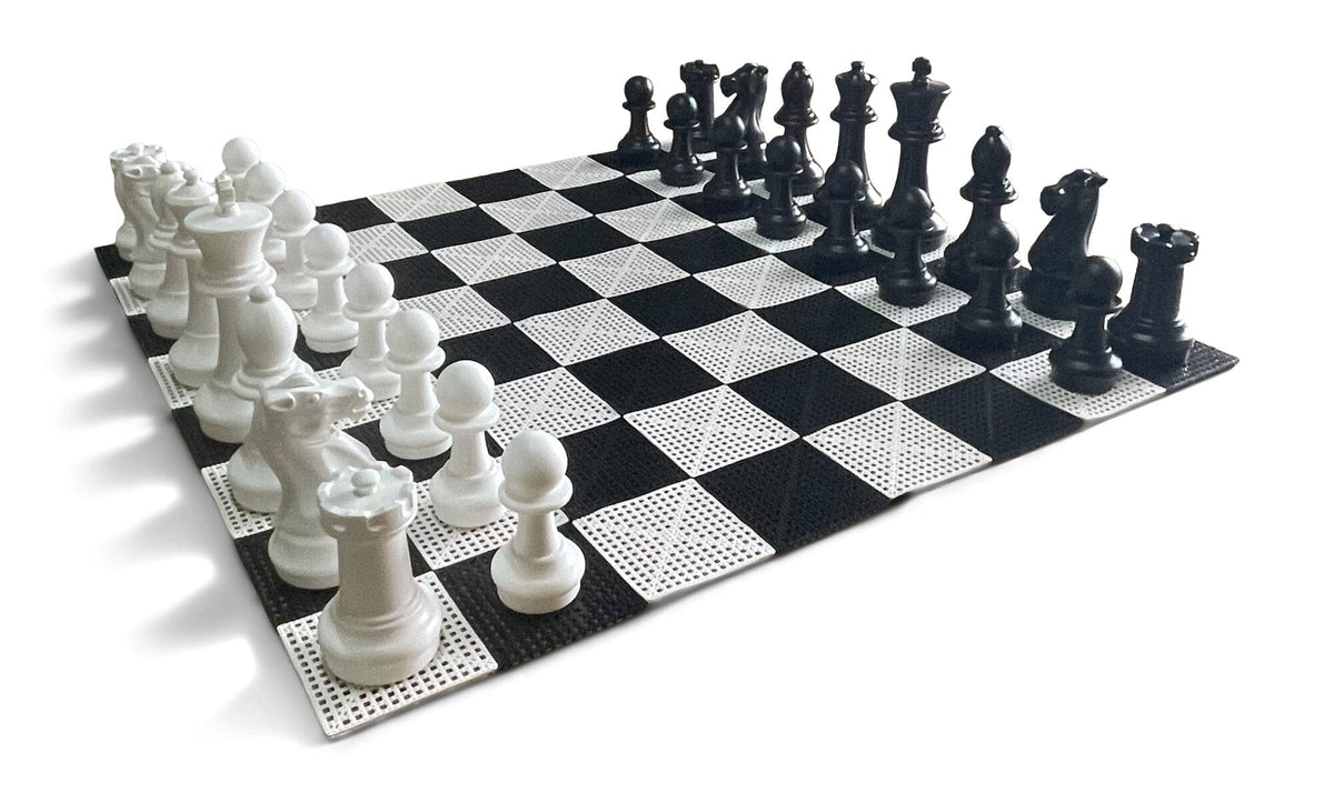 16 Inch Plastic Giant Chess Set With Commercial Grade Roll-up Chessboard | Giant Outdoor Chess | | GiantChessUSA