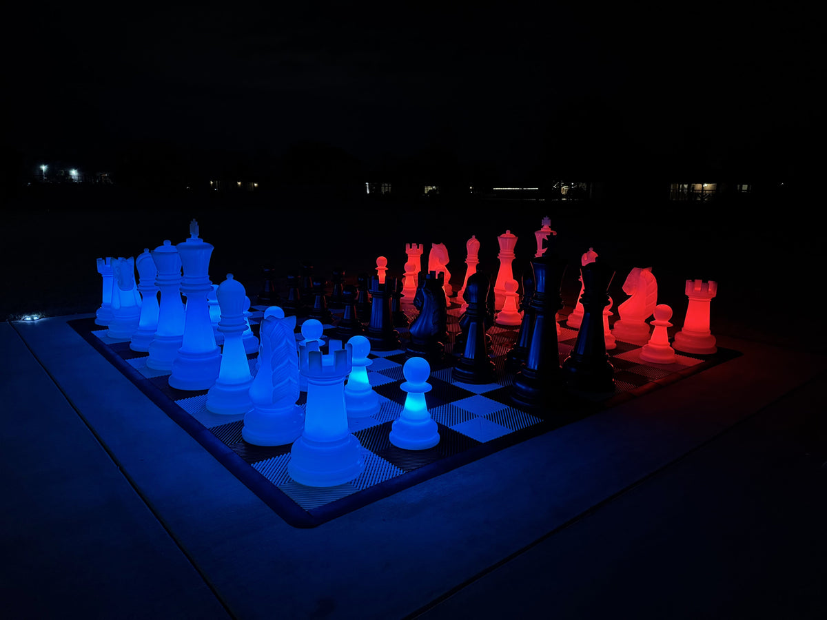 26 Inch Perfect Light-up LED Giant Chess Set | Three Options Available | Giant Outdoor Chess | 26" Day/Night Deluxe Set | GiantChessUSA