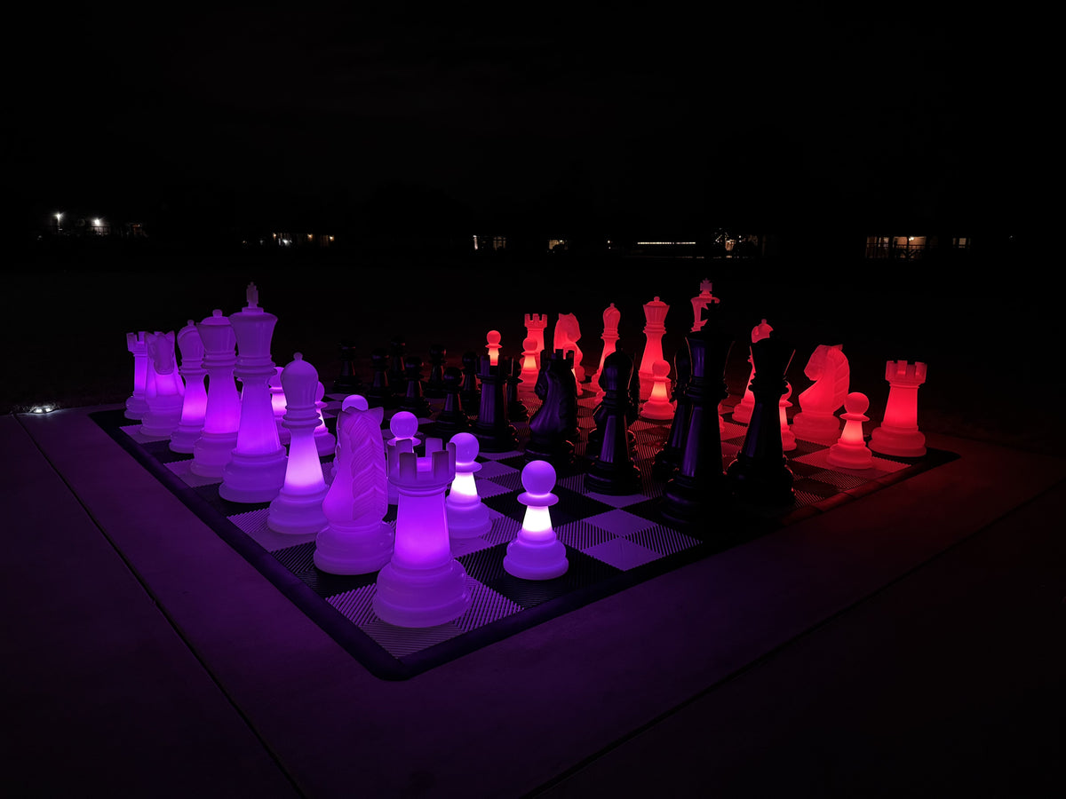 48 Inch Perfect Light-up LED Giant Chess Set | Three Options Available | Giant Outdoor Chess | 48" Day/Night Deluxe Set | GiantChessUSA