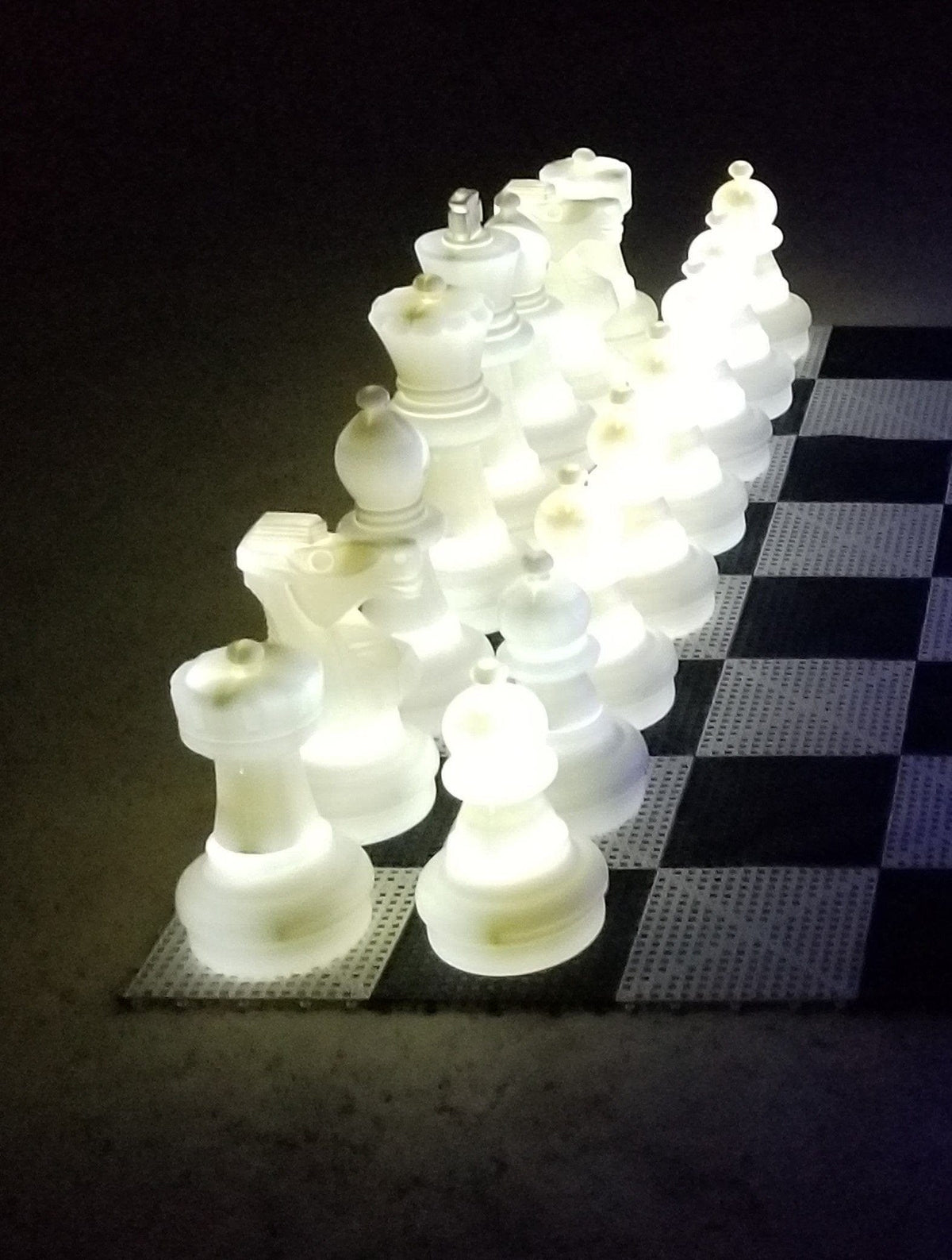 25 Inch Plastic Light-up LED Giant Chess Set One Side LED and One Side Black | Giant Outdoor Chess | White | GiantChessUSA