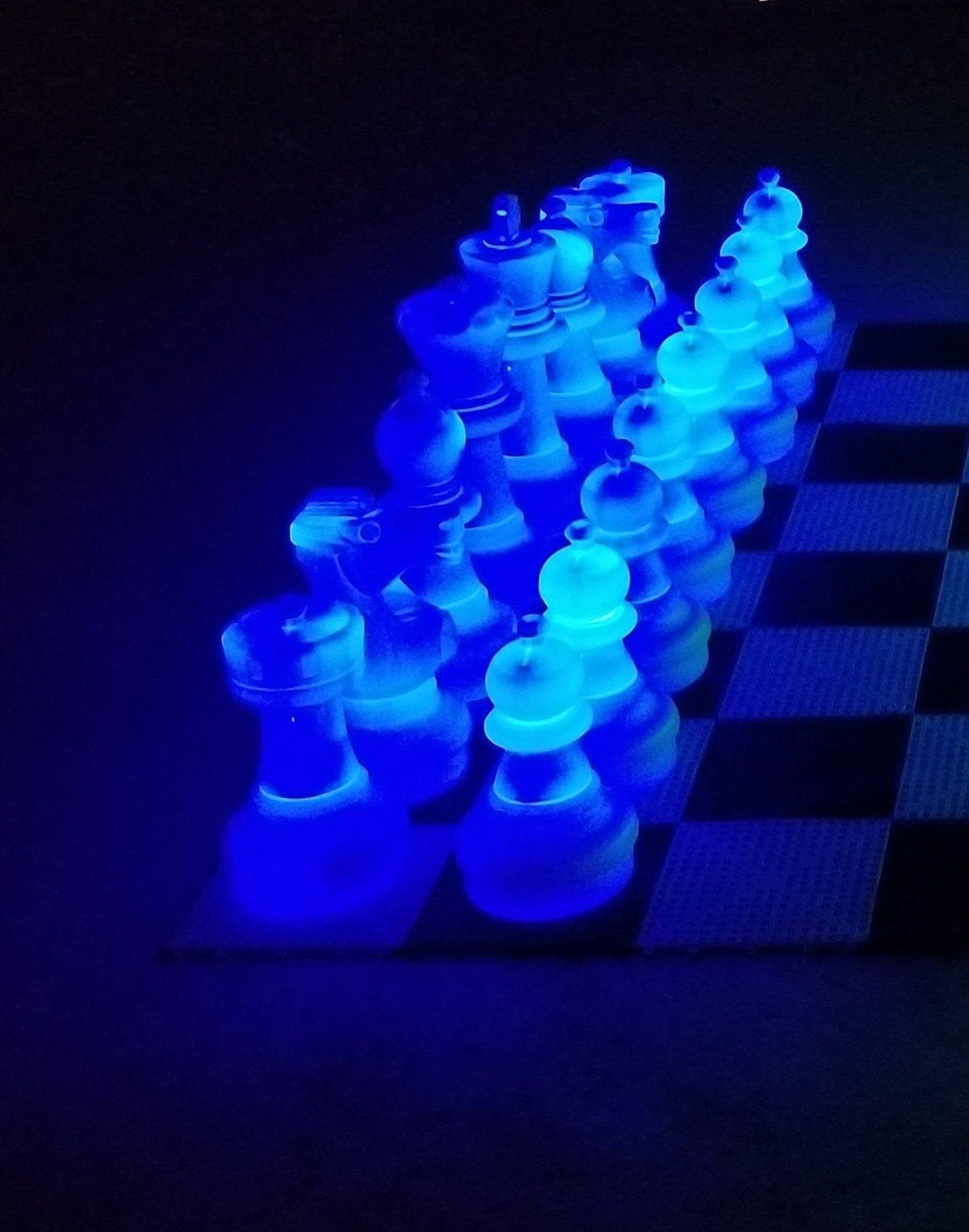 25 Inch Plastic Light-up LED Giant Chess Set One Side LED and One Side Black | Giant Outdoor Chess | Blue | GiantChessUSA